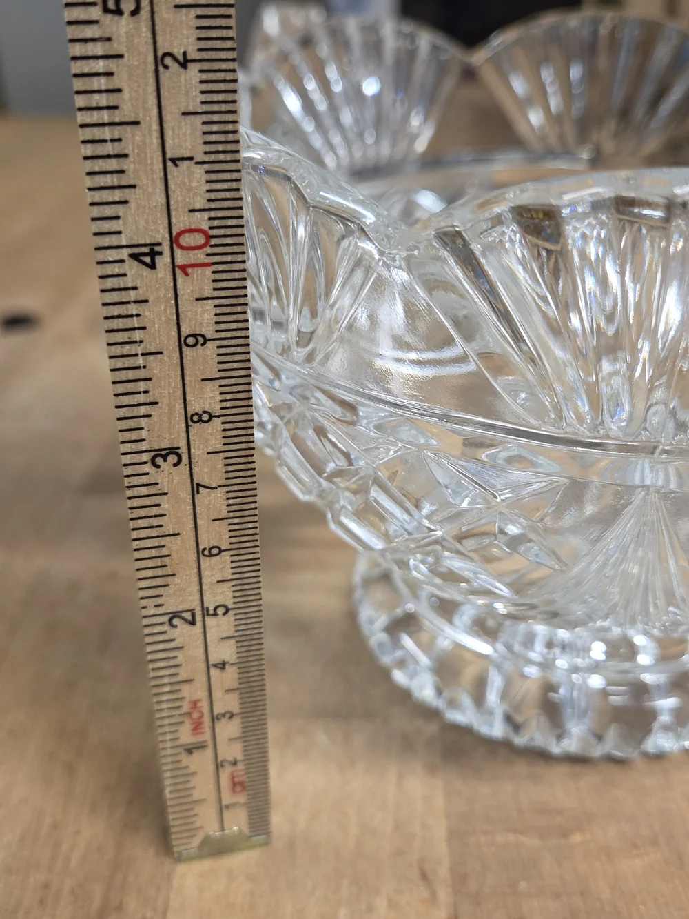 Vintage clear lead crystal footed candy dish with a lid